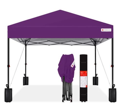 One-Person Setup Instant Pop Up Canopy w/ Case, 4 Weight Bags - 10x10ft - Lot 113