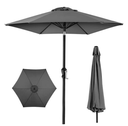 Outdoor Steel Market Patio Umbrella Decoration w/ Tilt, Crank Lift - 10ft - Lot 122