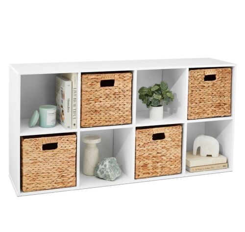 8-Cube Bookshelf, 11in Storage Display w/ Removable Panels, Customizable - Lot 130
