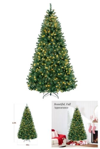 Premium Artificial Pre-Lit Pine Christmas Tree w/ 1,000 Tips, 250 Lights - Lot 132