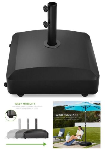 Fillable Mobile Umbrella Base Stand w/ 4 Wheels, 2 Locks, 123lb Capacity - Lot 144