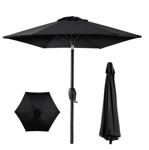 Outdoor Market Patio Umbrella w/ Push Button Tilt, Crank Lift - 7.5ft - Lot 149