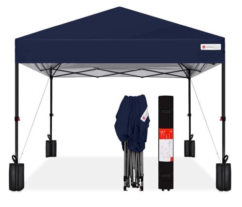 One-Person Setup Instant Pop Up Canopy w/ Case, 4 Weight Bags - 8x8ft - Lot 154