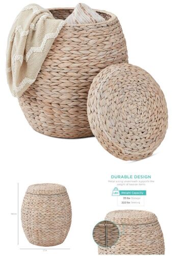 Multipurpose Hyacinth Storage Tote Basket - Lot 163