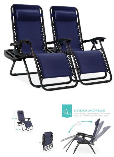 Set of 2 Adjustable Zero Gravity Patio Chair Recliners w/ Cup Holders - Lot 165