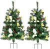 Set of 2 Christmas Tree Outdoor - Prelit Xmas Tree w/ 80 LED Multi-Color, for Outside Holiday Display Yard Front Porch Pathway Decor - Thumbnail 1