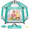 Zooawa Pop Up Playpen for Baby, Portable Play Yard for Babies and Toddlers with Removable Sun-Shades& 2 Side UV Covers, Lightweight Outdoor Baby Playpen with Travel Bag,Beach,Home - Thumbnail 1