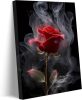 Romantic Red Rose Canvas Wall Art Abstract Smoke Rose Wall Decor Picture Modern Flower Poster Print Printing - Thumbnail 1