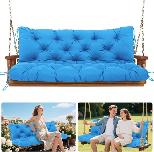 2-3 Seat Swing Cushion Replacement OutdoorSwing Cushions with Backrest and Ties Thickened 5 inch Patio Cushions Waterproof for Outdoor Porch Bench Furniture Cushions - Lot 1233