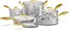 Hammered Stainless Steel Kitchen Cookware Sets 10-Piece, Professional Grade Cooking Sets - Thumbnail 1