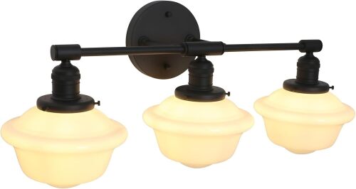 Pathson Milk White Glass Bathroom Wall Sconce Lights, 3-Light Hardwired Wall Vanity Lamps for Living Room Vintage Home Decor, E26 Base - Lot 1248