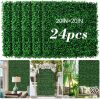 AOKIE 20"X20" Artificial Grass Wall, 24Pcs Boxwood Hedge Wall Panels UV-Anti Grass Backdrop Wall Decor, Greenery Privacy Hedge Screen for Indoor Outdoor Patio Balcony, Party Garden Fence Decor - Thumbnail 1