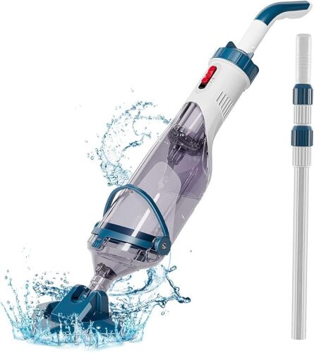 Pool Vacuum for Above Ground Pool with a Telescopic Pole, Running time up to 1H, T403 Handheld Rechargeable Pool Cleaner with Powerful Suction up to 18.5 gallons/min, Ideal for Leaves, Debris - Lot 1272