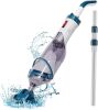 Pool Vacuum for Above Ground Pool with a Telescopic Pole, Running time up to 1H, T403 Handheld Rechargeable Pool Cleaner with Powerful Suction up to 18.5 gallons/min, Ideal for Leaves, Debris - Thumbnail 1