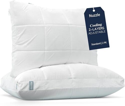 Nuzzle Cooling Adjustable Pillow for Side Sleepers, Luxury Standard Size Set of 2 - Lot 1273