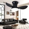 Ceiling Fans with Lights Remote Control, Modern Low Profile Ceiling Fan with Quiet Reversible DC Motor for Bedroom Living Room and Patio Black - Thumbnail 1