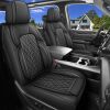 Car Seat Cover Custom Fit for Ford F150 2009-2024 Faux Leather Seat Cover Set Compatible with Crew Quad Regular Cab Pickup Truck Cushions (Black, Full Set) - Thumbnail 1