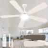 Ceiling Fans with Lights and Remote, 52 Inch Modern Ceiling Fan with Light, Downrod & Flush Mount, Quiet DC Motor, Dual Finish 5 Blades Ceiling Fan for Bedroom Living Room Farmhouse Indoor - Thumbnail 1