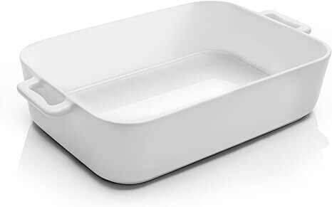 Deep Ceramic Baking Dish, 9x13 Inch Casserole Dish for Oven, 152 oz Large Elegant Design Lasagna Pan with Handles- Durable Serving Bakeware for Lasagna, Roasting and Baking - Lot 1327