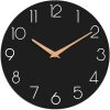 Wall Clock, 16 Inch Wooden Battery Operated Wall Clocks Silent Non-Ticking, Decorative Black Clock for Living Room, Bedroom, Kitchen, Home, Office, School, Hotel - Thumbnail 1