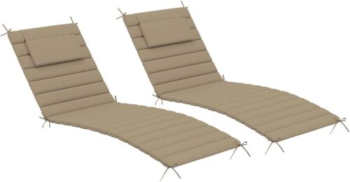 Sundale Outdoor Olefin Quilted Lounge Cushion Set of 2, Patio Foldable Chaise Lounger Cushion, Water-Resistant Lounge Chair Pad with Straps - Lot 1337
