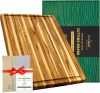BEEFURNI Teak Wood Cutting Board with Juice Groove Hand Grip Extra Large Cutting Boards for Kitchen, Butcher Block, Serving & Charcuterie Board - Thumbnail 1