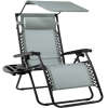 Folding Zero Gravity Recliner Patio Lounge Chair w/ Canopy, Side Tray - Thumbnail 1