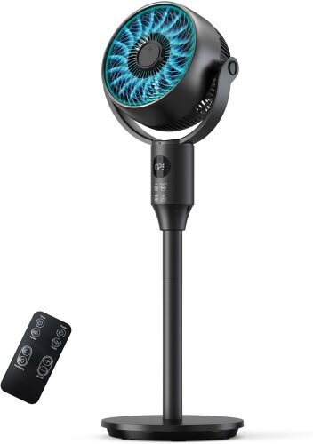 Oscillation Standing Fan for Bedroom, 79ft Airflow Whisper Quiet Pedestal Fan with 3 Modes, 8 Speeds, 90° Air Circulator with Remote, Timer, 24-42" Adjustable Height Desk Fan for Home Office - Lot 1399