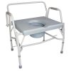 DMI Drop Arm Portable Toilet Commode, Extra-Wide Seat, 500 Pound Weight Capacity, Bucket with Lid Included, Adjustable Legs, Elderly Assistance Products, Grey - Thumbnail 1