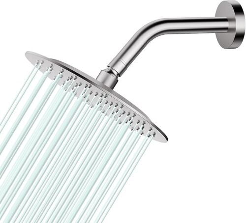 All Metal Rain Shower Head - Heavy Duty Stainless Steel, Easy Install, High Water Flow, Ultra-Thin Modern Design for Bathroom - Lot 1445