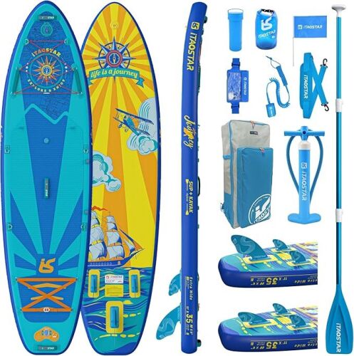 ourney 34"/35" Extra Wide Paddle Board for Better Balance,Stand Up Paddle Board with Premium SUP Accessories, Inflatable Paddle Boards for Adults of All Skill Levels - Lot 1455
