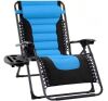 Oversized Padded Zero Gravity Chair, Folding Recliner w/ Headrest, Side Tray - Thumbnail 1