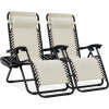 Set of 2 Adjustable Zero Gravity Patio Chair Recliners w/ Cup Holders - Thumbnail 1