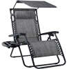 Folding Zero Gravity Recliner Patio Lounge Chair w/ Canopy, Side Tray - Thumbnail 1