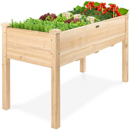 Raised Garden Bed, Elevated Wooden Planter Box w/ Foot Caps - 48x24x30in - Lot 1497