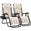 Set of 2 Adjustable Zero Gravity Patio Chair Recliners w/ Cup Holders - Thumbnail 1