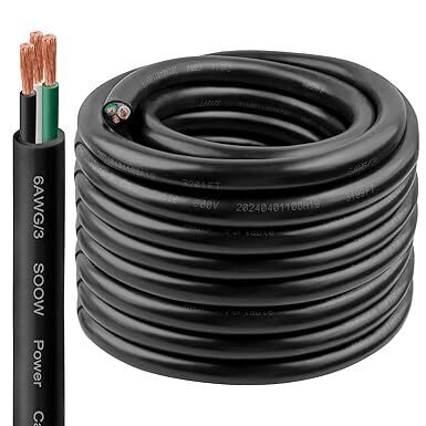 6/3 SOOW Wire 50FT, 6 AWG 600V SOOW Bulk Cable, 6 Gauge 3 Conductor Portable Power Cable, Extension Cord for Welder,Generator,Portable Light,Circuits,EV Car Charger,Motor Lead - Lot 1458