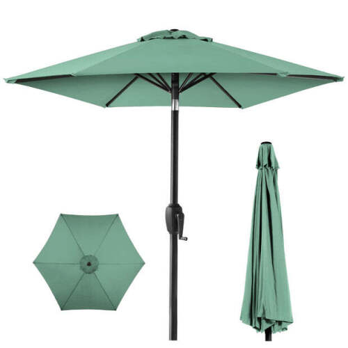 Outdoor Market Patio Umbrella w/ Push Button Tilt, Crank Lift - 7.5ft - Lot 9968