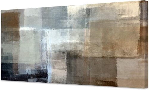 Baisuart Canvas Prints Abstract Wall Art Print Paintings Grey and Brown Stretched Canvas Wooden Framed for living Room Bedroom and Office Home Decor Artwork - Lot 9973
