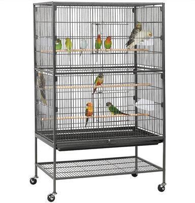 Yaheetech Large Bird Rolling Cage & Storage Shelf, Hammered Black, 52-in H - Lot 9984