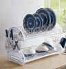 Montgomery Ward Retro 2-Tier Dish Rack, Space-Saving Design, Durable Plastic and Chrome-Plated Wire, Easy Assembly - Thumbnail 1
