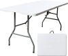 Foldable Table, Plastic 6FT Folding Table, Indoor Outdoor Portable Utility Table with Handle for Party, Camping and Picnic, White - Thumbnail 1