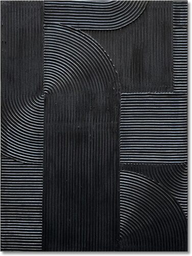 NANKAI Art Hand-Painted Black Modern Minimalist Art Painting Black Thick Texture Abstract Painting 40x28 inch Canvas Wall Decoration Oil Painting - Lot 1489