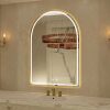 24"x36" Arched LED Bathroom Mirror, Gold Framed LED Bathroom Mirrors with Front Light and Backlit, Anti-Fog, Dimmable, 3 Colors, Memory Function, Arch Smart Vanity Mirror - Thumbnail 1