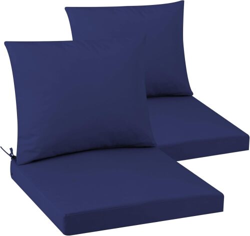 Outdoor Seat Cushion Set 19 x 19 In, Water-Resistant & Fade-Resistan, Patio Furniture Cushions with Removable Cover Deep Seat & Back Cushion with Handle and Adjustable Straps for Chair Sofa,2PC - Lot 1511