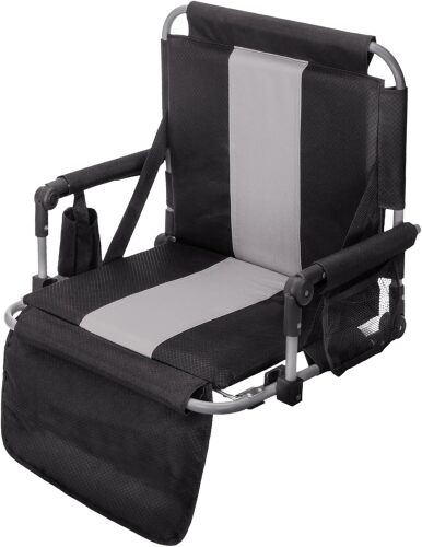 GREEN PARTY Stadium Seat for Bleachers Portable Outdoor Floor Folding Stadium Chair with Armrest, Back Support, Cup Holder, Mesh Bag and Hide Hooks - Lot 1531