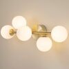Bathroom Vanity Lights, 5-Light Bathroom Light Fixtures, Mid Century Modern Gold Bathroom Light Ceiling Light, Dimmable LED Wall Sconces Semi-Flush Mount Light Fixture with Milk Glass, Gold Brushed - Thumbnail 1