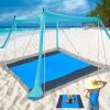 Beach Canopy Beach Tent 11X11 FT Include Blanket Beach Shade Canopy UPF50+ Sun Protection Windproof Ropes 4 Poles Carry Bag Easy to Set Up for Outdoor Camping - Thumbnail 1