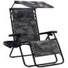 Folding Zero Gravity Recliner Patio Lounge Chair w/ Canopy, Side Tray - Thumbnail 1