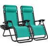 Set of 2 Adjustable Zero Gravity Patio Chair Recliners w/ Cup Holders - Thumbnail 1
